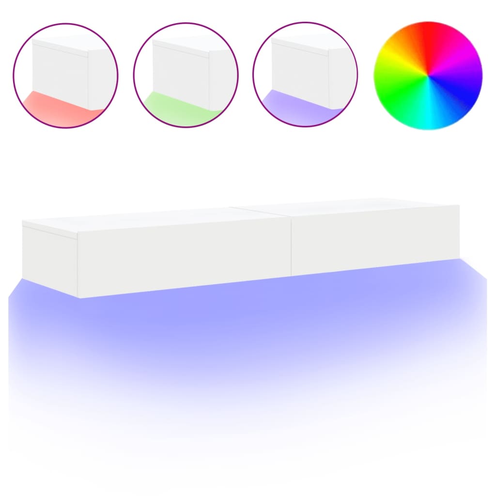 2 db fehér TV-szekrény LED-lámpákkal 60x35x15,5 cm