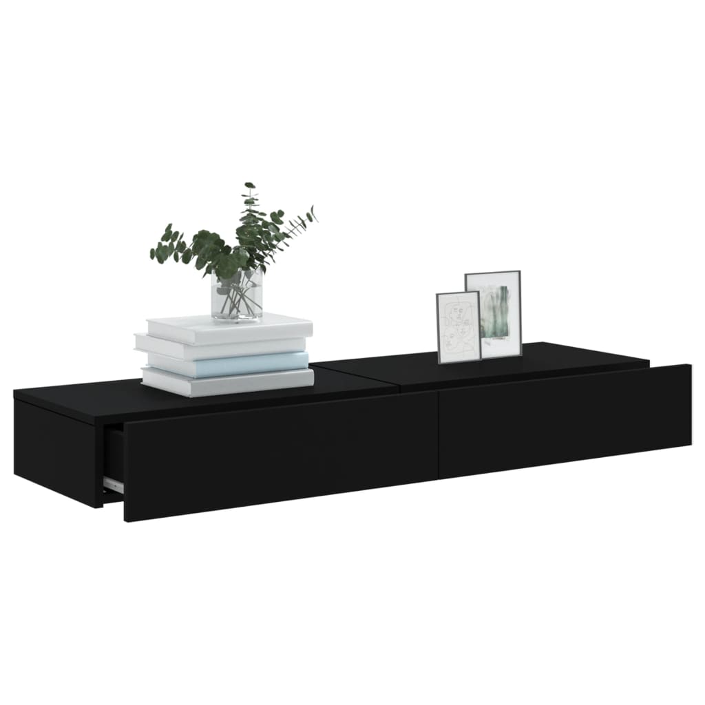 2 db fekete TV-szekrény LED-lámpákkal 60 x 35 x 15,5 cm