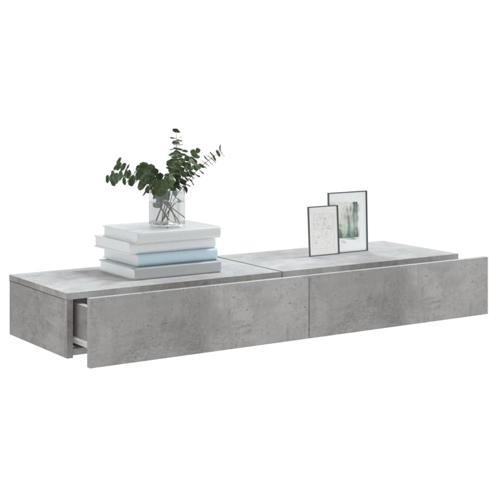 2 db betonszürke TV-szekrény LED-lámpákkal 60x35x15,5 cm