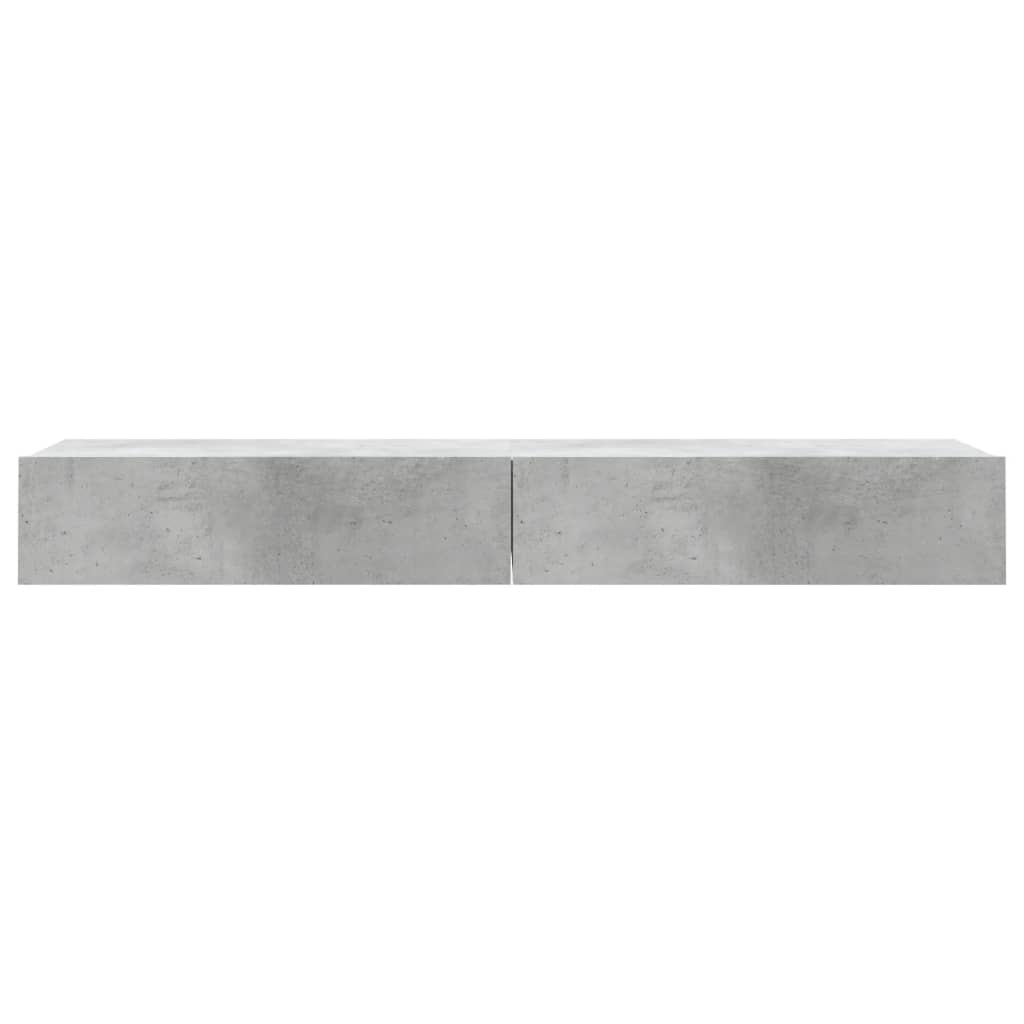 2 db betonszürke TV-szekrény LED-lámpákkal 60x35x15,5 cm