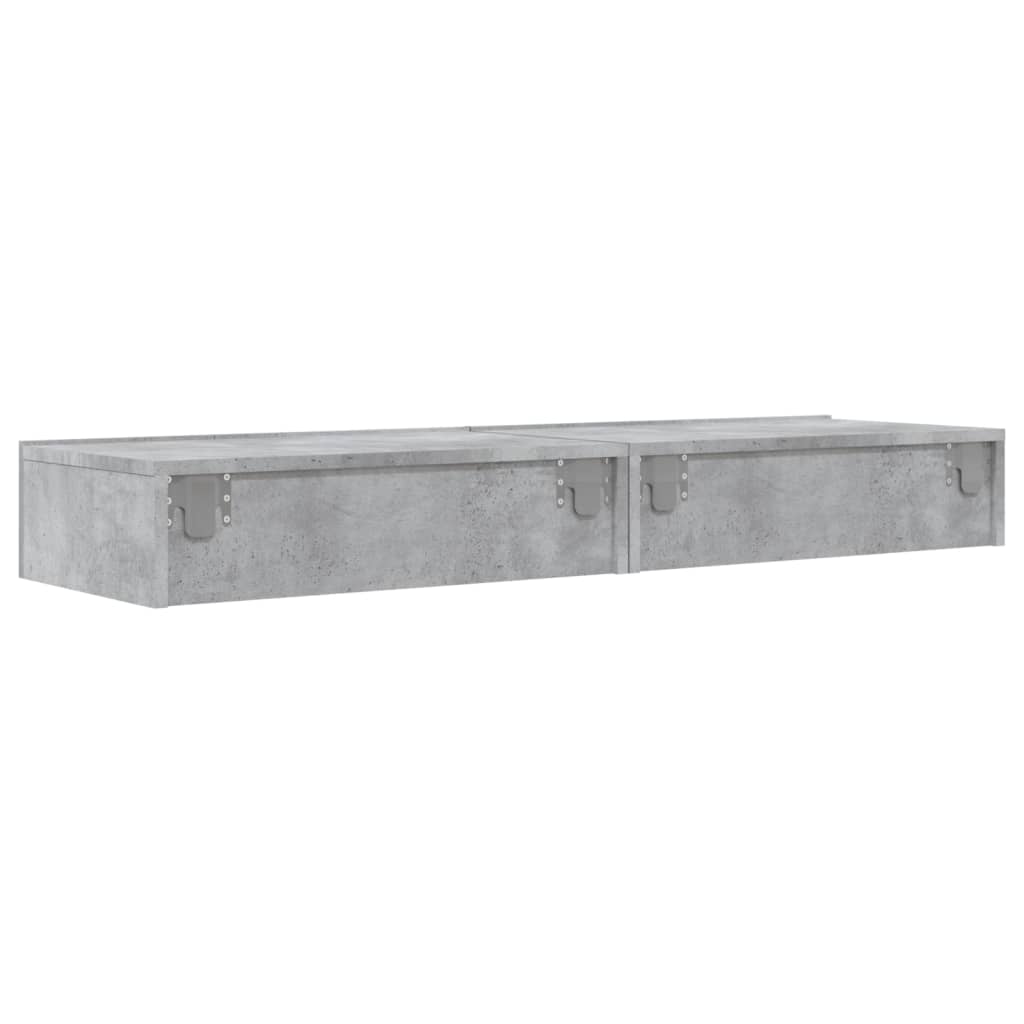 2 db betonszürke TV-szekrény LED-lámpákkal 60x35x15,5 cm