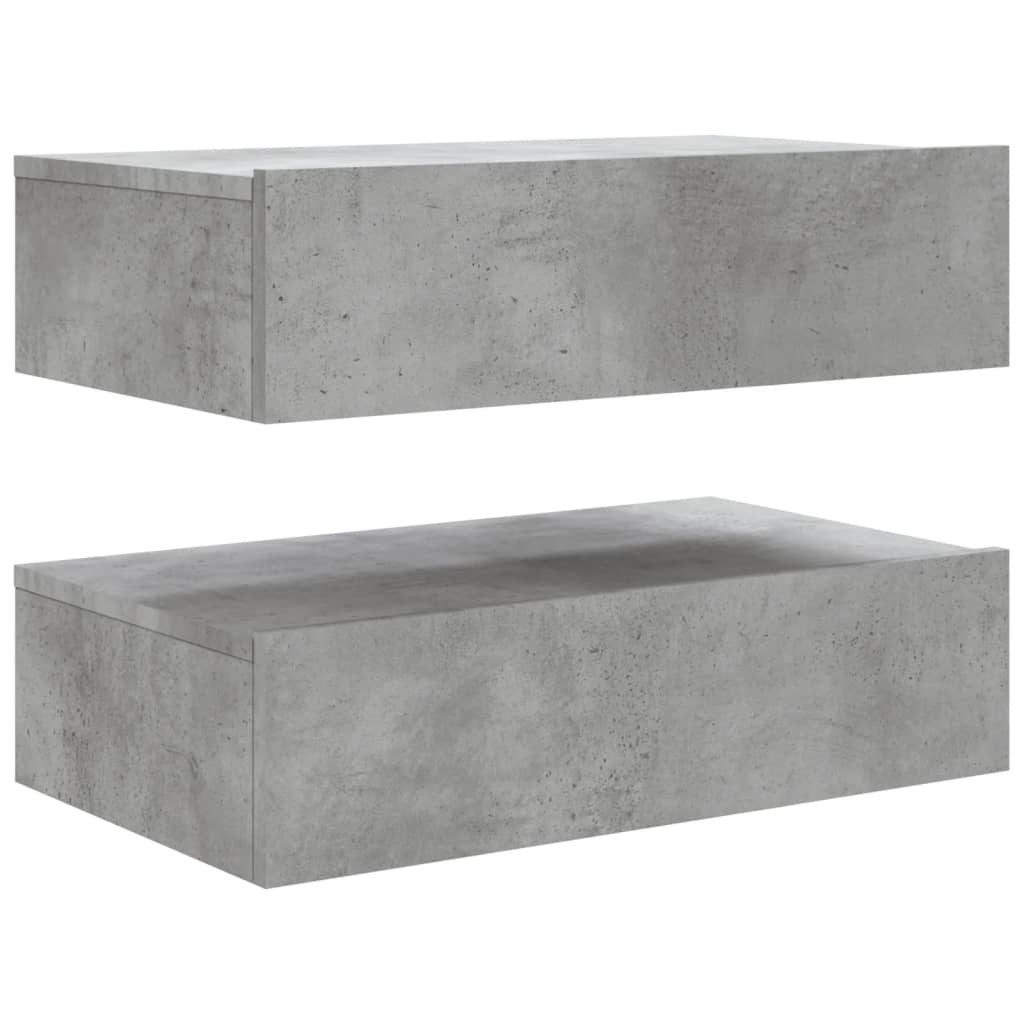 2 db betonszürke TV-szekrény LED-lámpákkal 60x35x15,5 cm