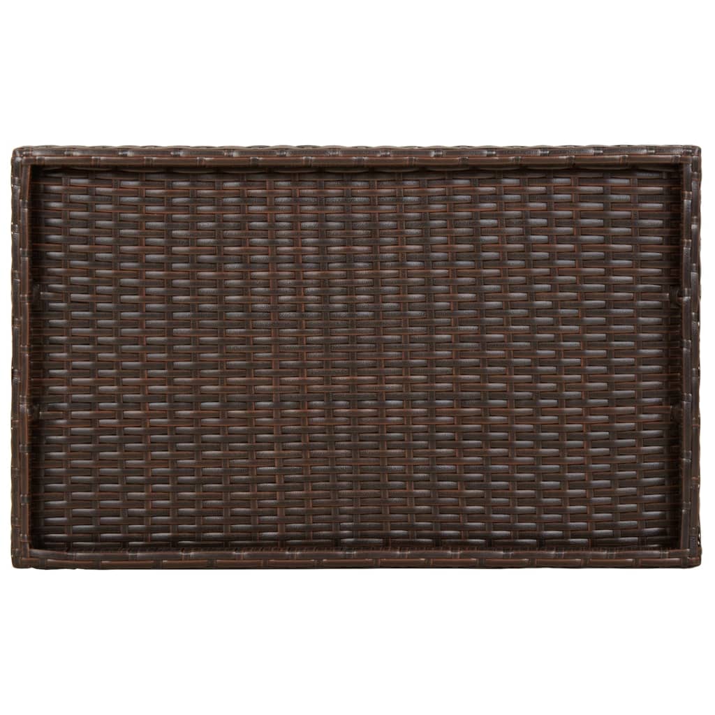 barna összecsukható polyrattan tálcaasztal 65 x 40 x 75 cm