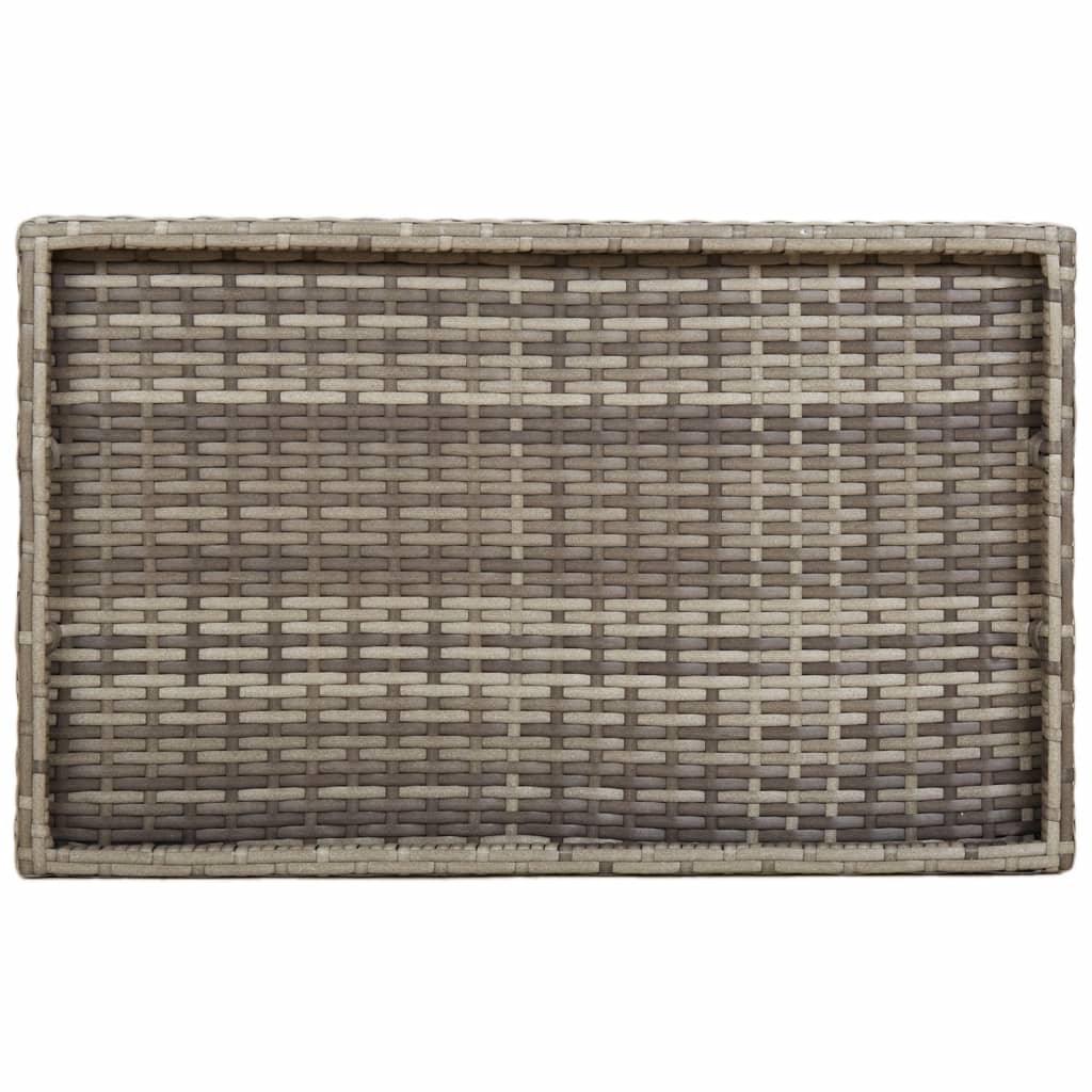 szürke összecsukható polyrattan tálcaasztal 65 x 40 x 75 cm