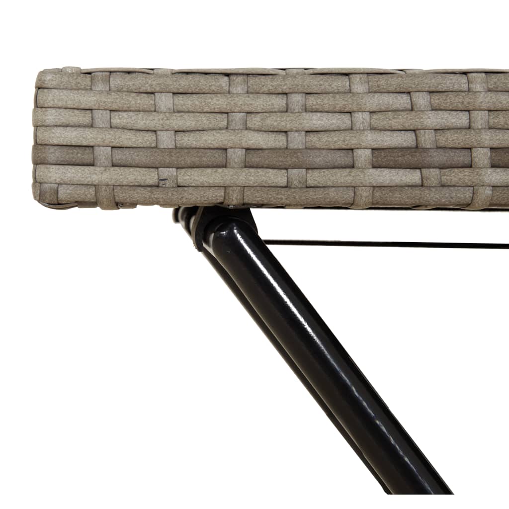szürke összecsukható polyrattan tálcaasztal 65 x 40 x 75 cm
