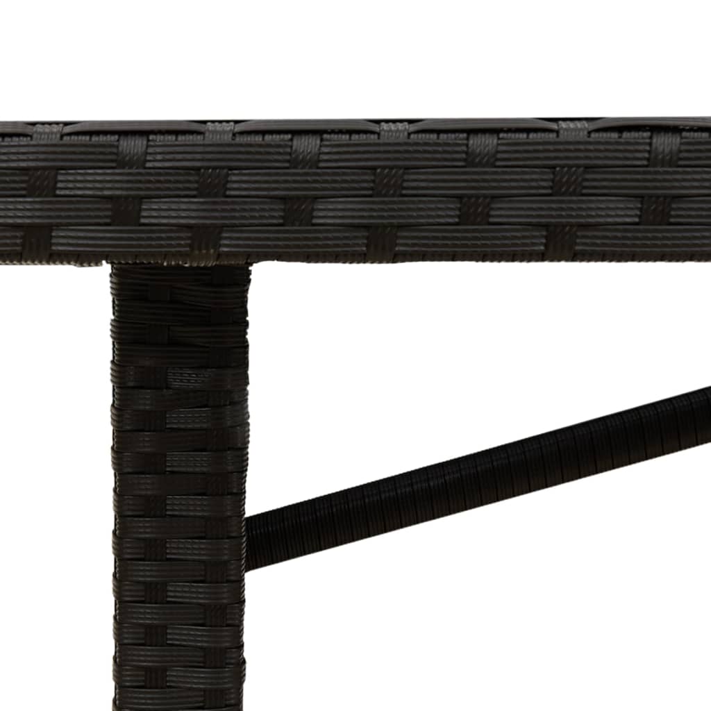 fekete polyrattan akácfa lapos kerti asztal 190 x 80 x 74 cm