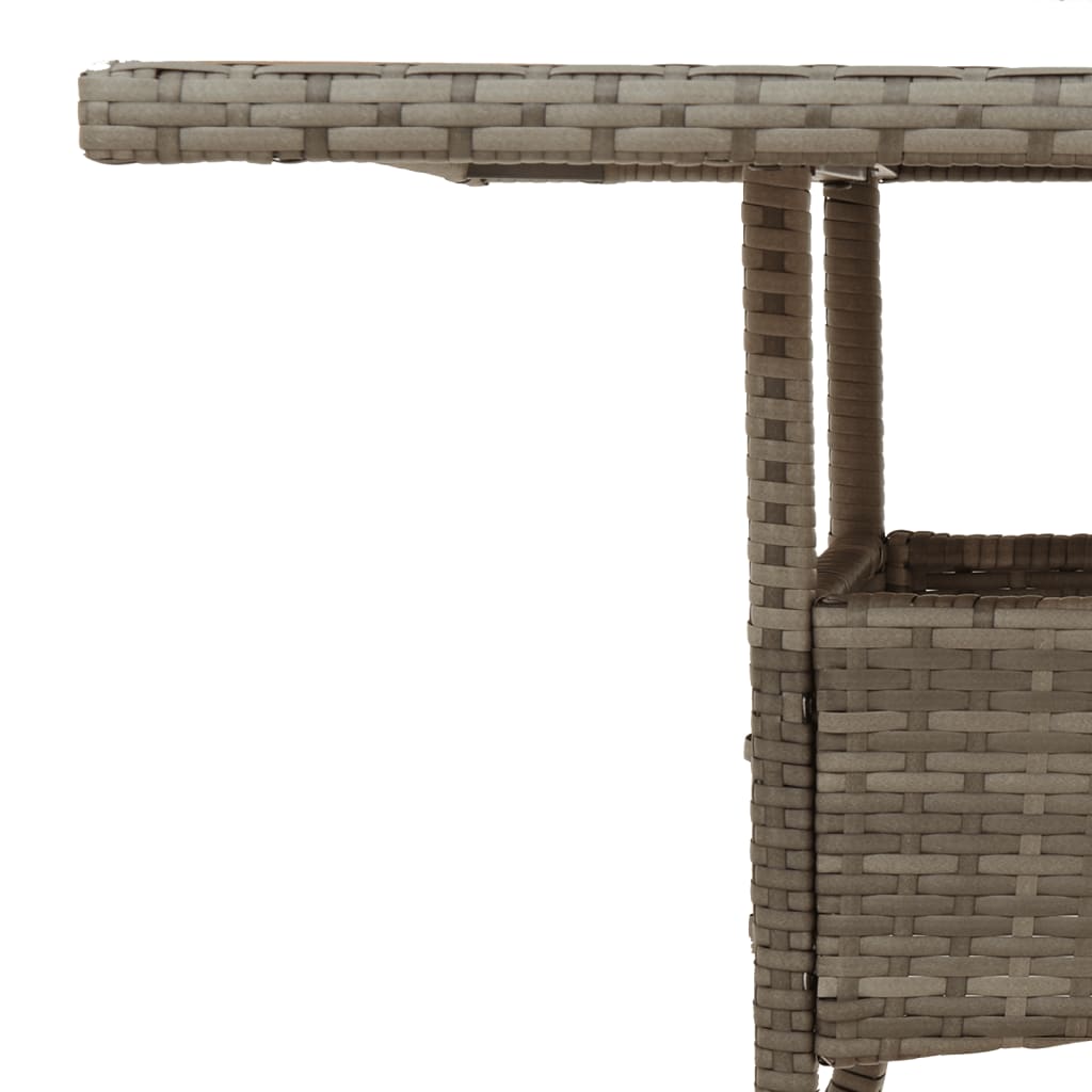 szürke polyrattan üveglapos kerti asztal 80 x 80 x 75 cm