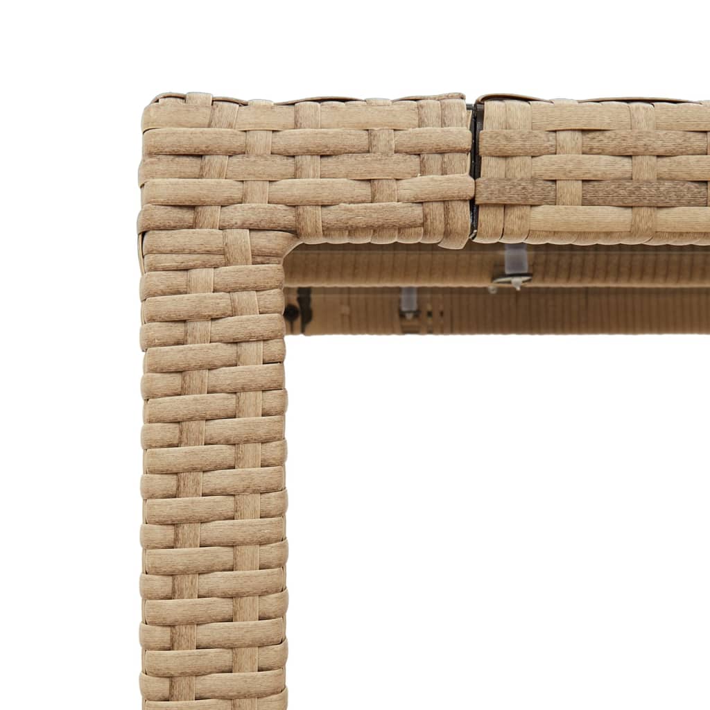 bézs polyrattan üveglapos kerti asztal 90 x 90 x 75 cm