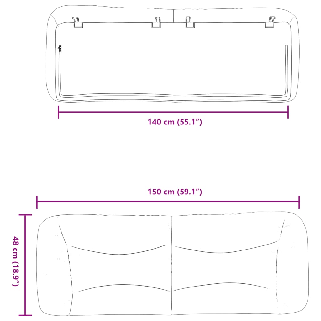 fekete szövet fejtámla párna Hvar 140 cm