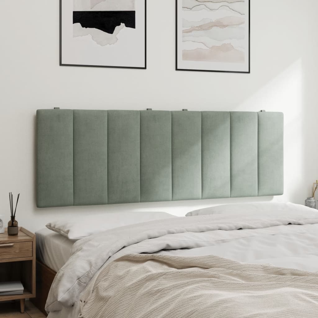 világosszürke bársony fejtámla párna Hanko 140 cm