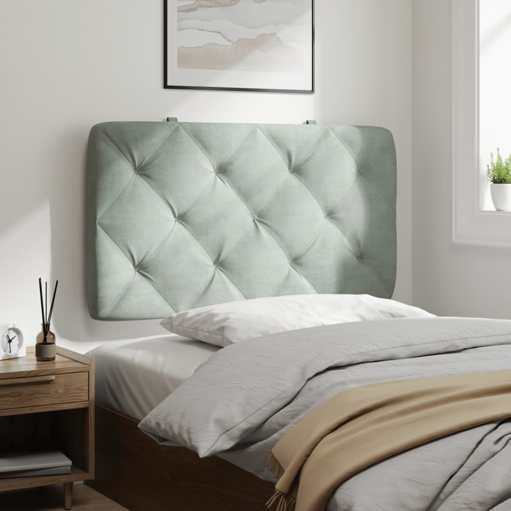 világosszürke bársony fejtámla párna 90 cm