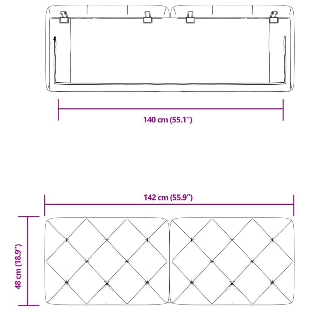 fekete bársony fejtámla párna 140 cm