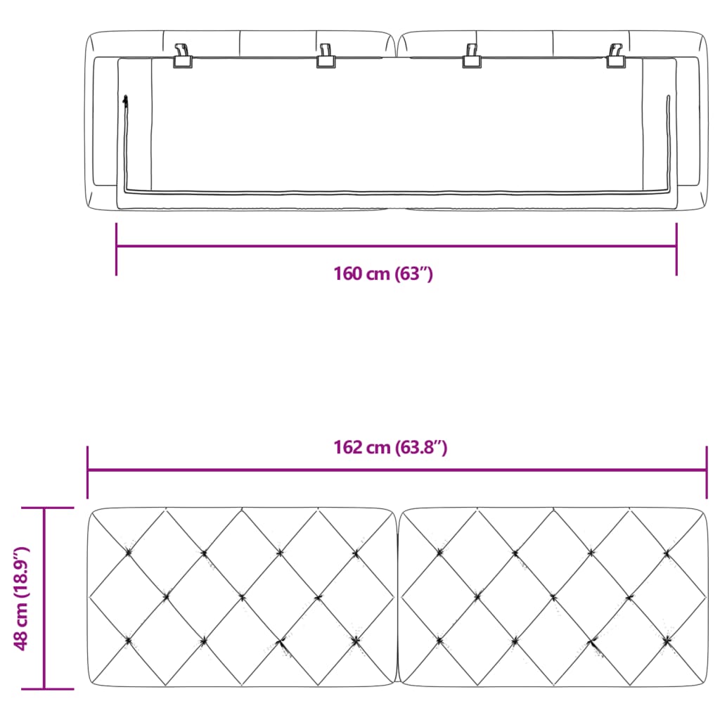 sötétszürke bársony fejtámla párna 160 cm