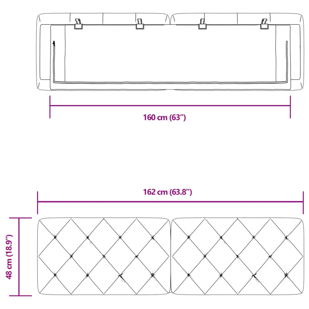 fekete bársony fejtámla párna 160 cm