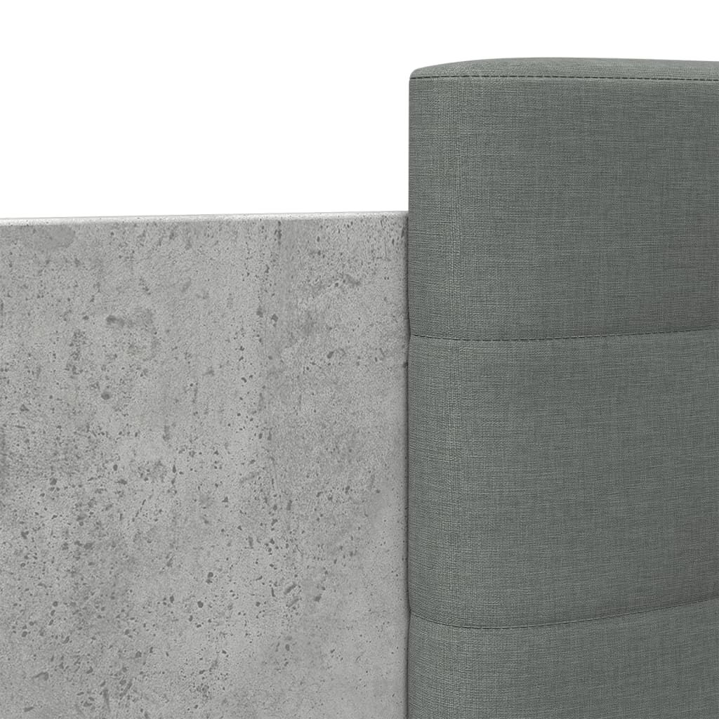 betonszürke ágykeret fejtámlával és LED-világítással 150x200 cm