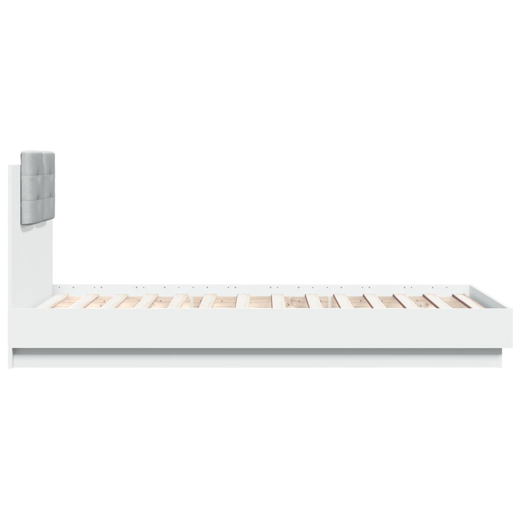 fehér ágykeret fejtámlával és LED-világítással 75 x 190 cm