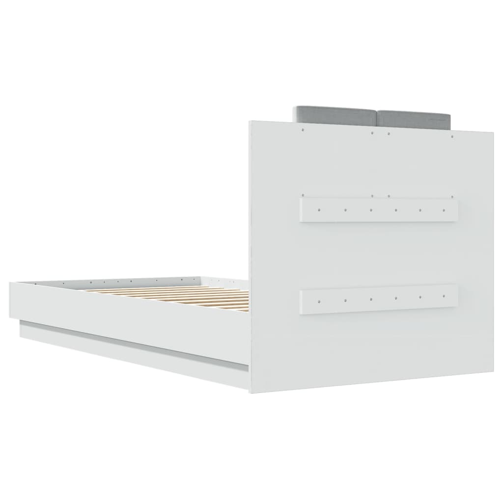 fehér ágykeret fejtámlával és LED-világítással 75 x 190 cm