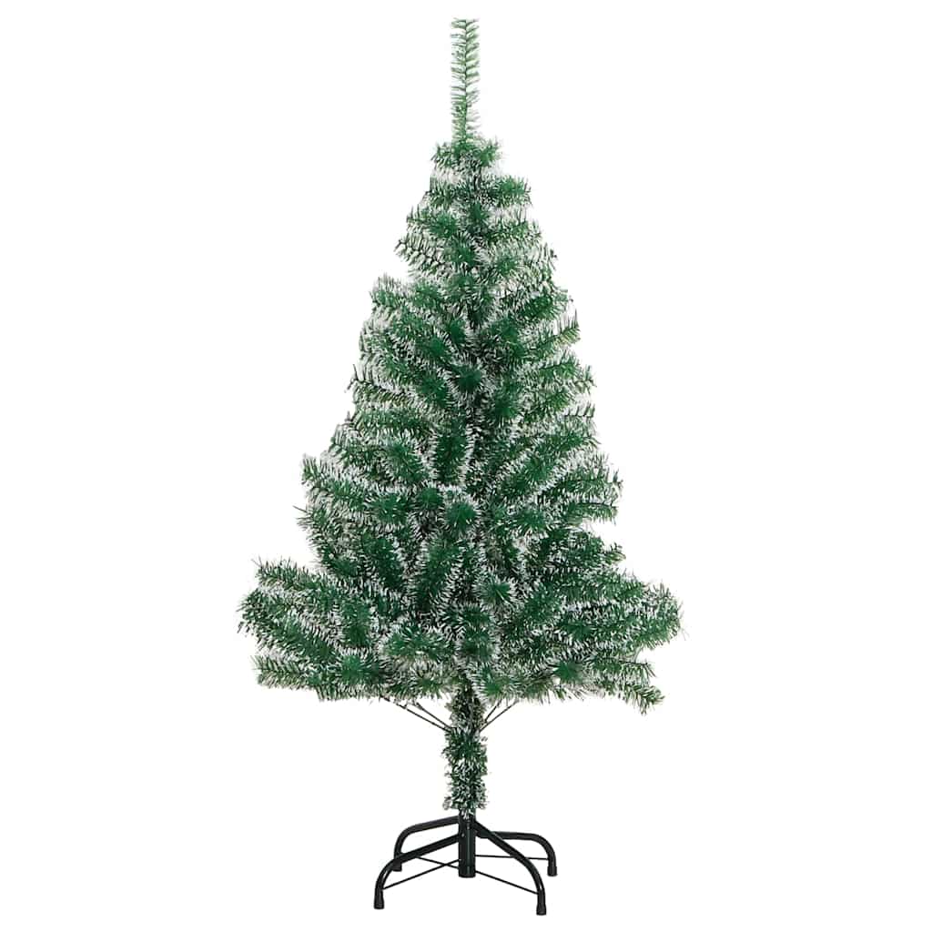 műkarácsonyfa 150 LED-del, gömbszettel és hópehellyel 150 cm