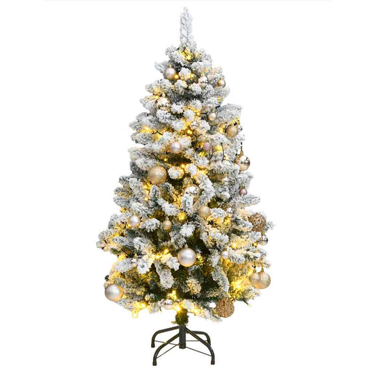 csuklópántos műkarácsonyfa 150 LED-del és gömbökkel 120 cm