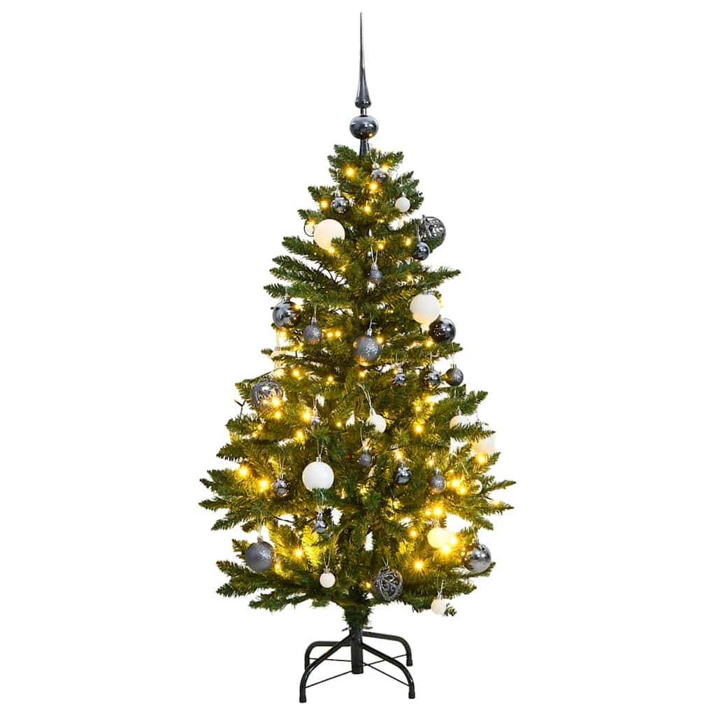 csuklópántos műkarácsonyfa 150 LED-del és gömbökkel 120 cm