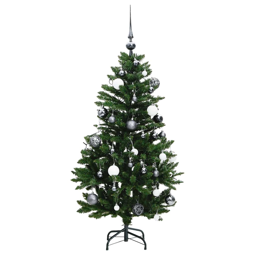 csuklópántos műkarácsonyfa 150 LED-del és gömbökkel 120 cm