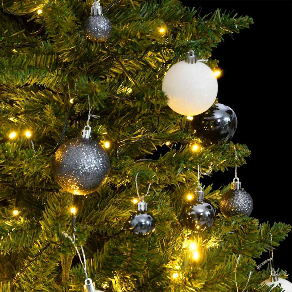 csuklópántos műkarácsonyfa 150 LED-del és gömbökkel 150 cm