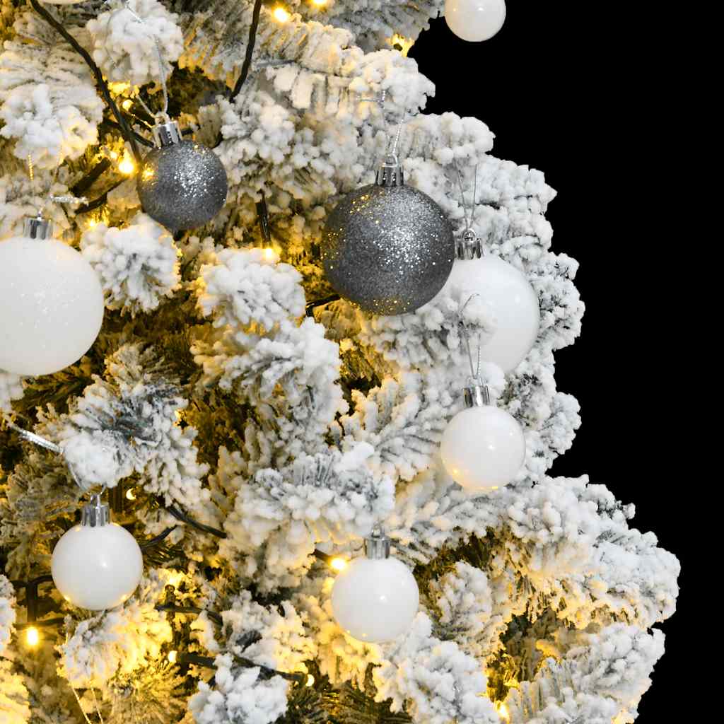 csuklópántos műkarácsonyfa 150 LED-del és gömbökkel 150 cm