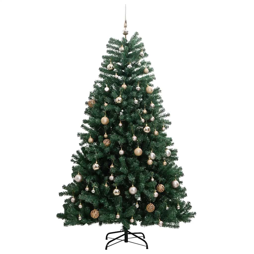 csuklópántos műkarácsonyfa 300 LED-del és gömbökkel 240 cm