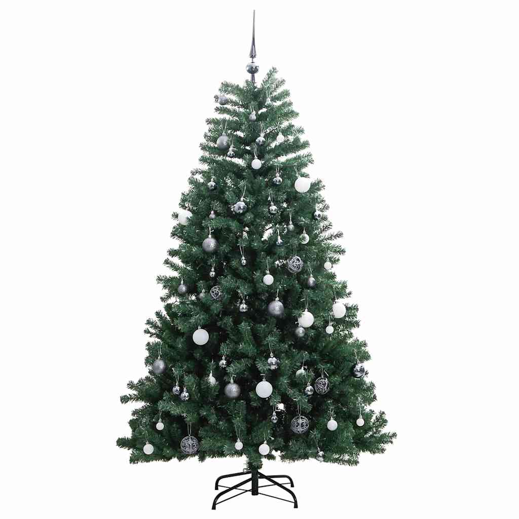 csuklópántos műkarácsonyfa 300 LED-del és gömbökkel 240 cm