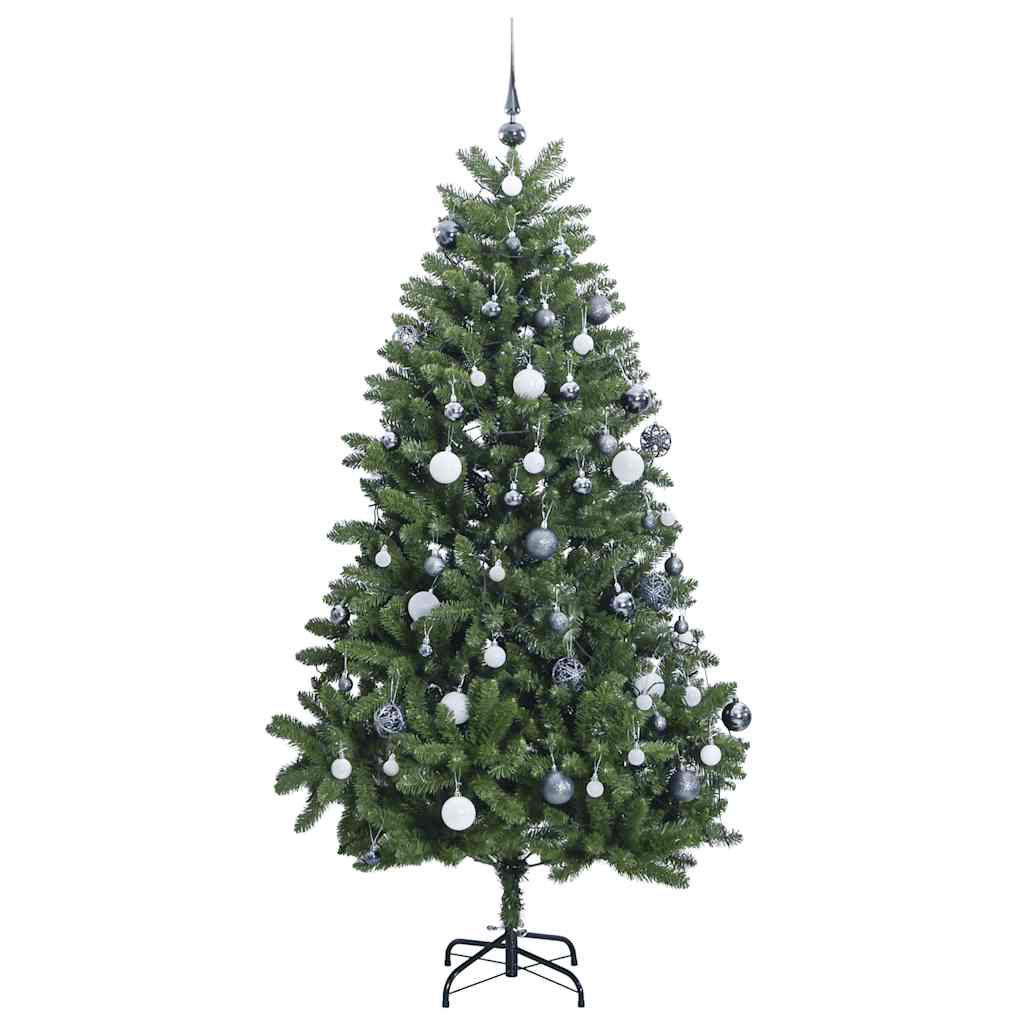 csuklópántos műkarácsonyfa 300 LED-del és gömbökkel 270 cm