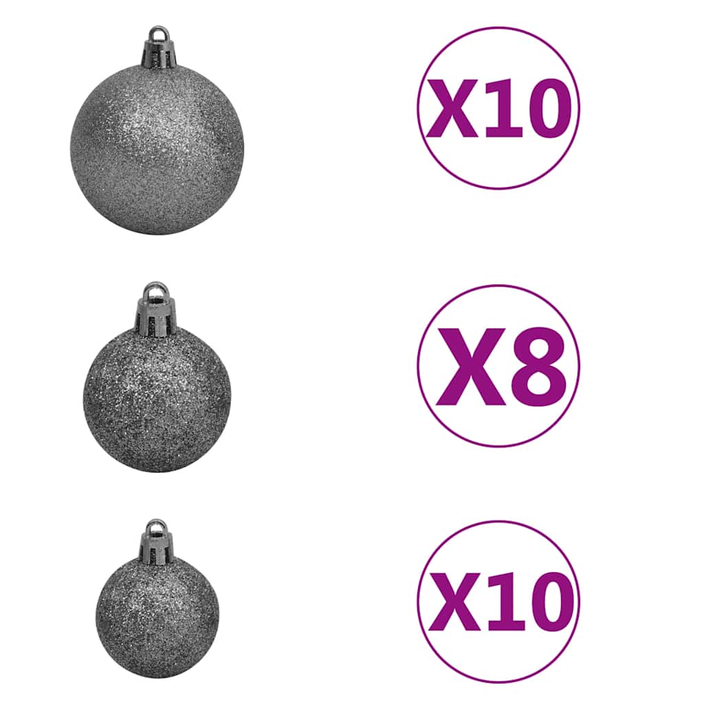 csuklópántos műkarácsonyfa 300 LED-del és gömbökkel 270 cm