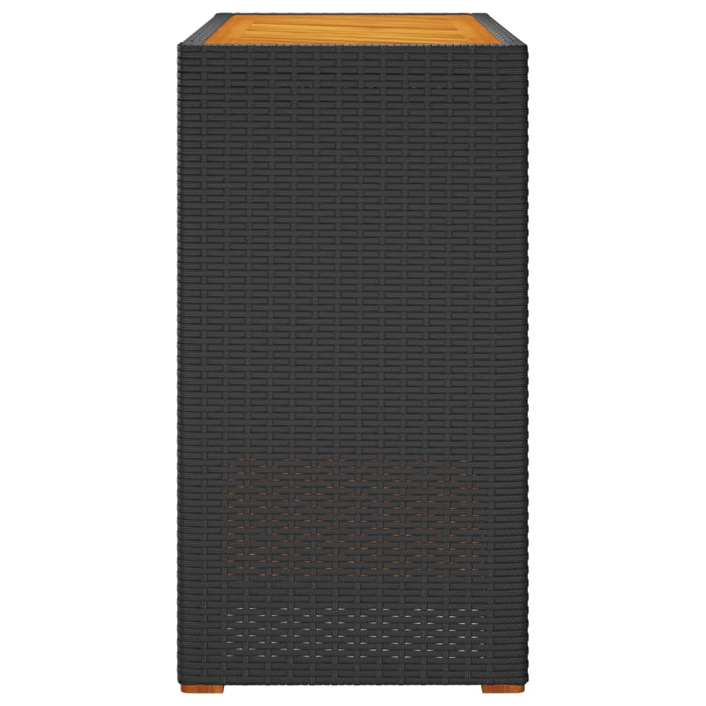 fekete polyrattan falapos kerti asztal 100x40x75 cm