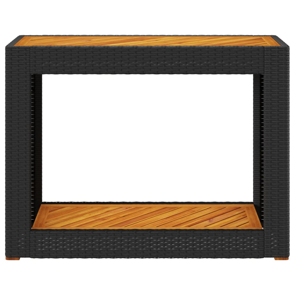fekete polyrattan falapos kerti asztal 100x40x75 cm