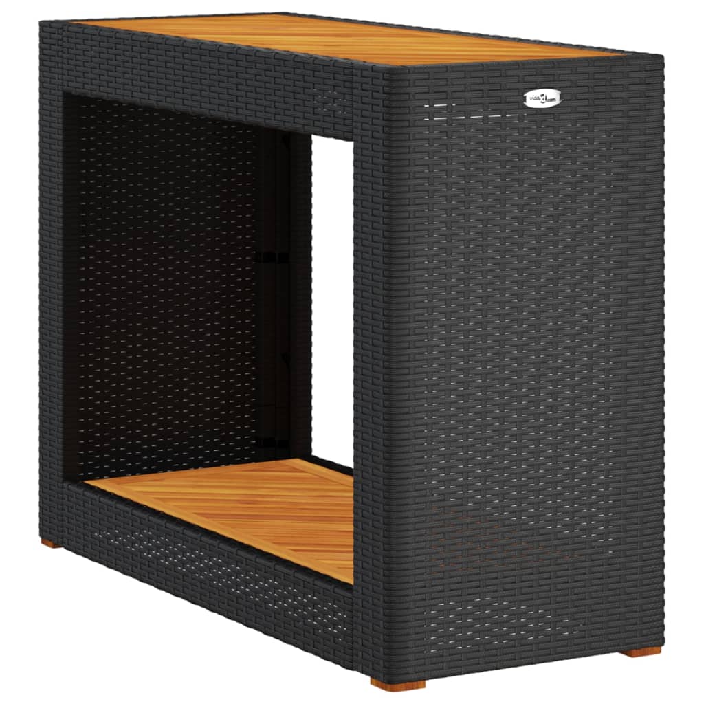 fekete polyrattan falapos kerti asztal 100x40x75 cm