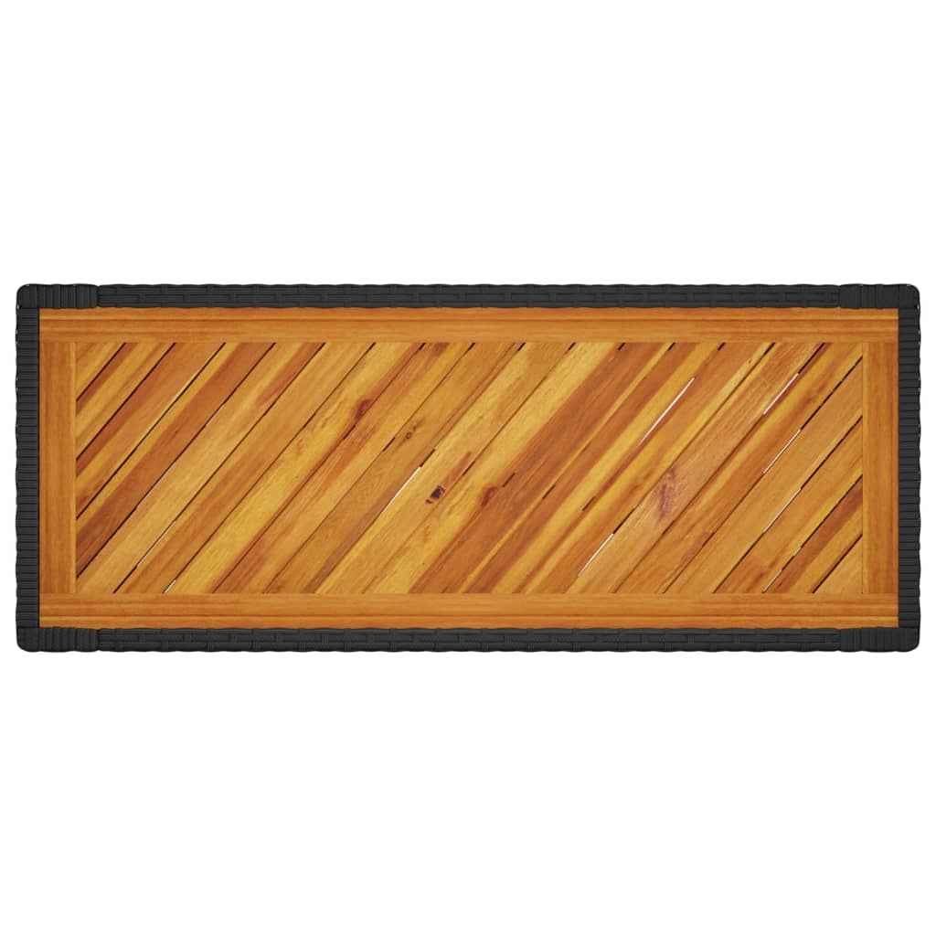 fekete polyrattan falapos kerti asztal 100x40x75 cm