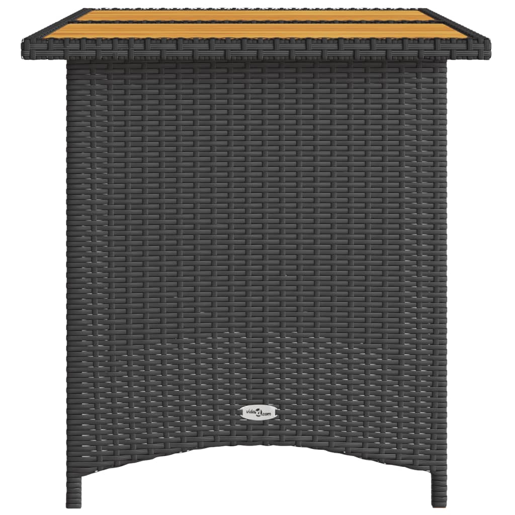 fekete polyrattan falapos kerti asztal 110 x 68 x 70 cm
