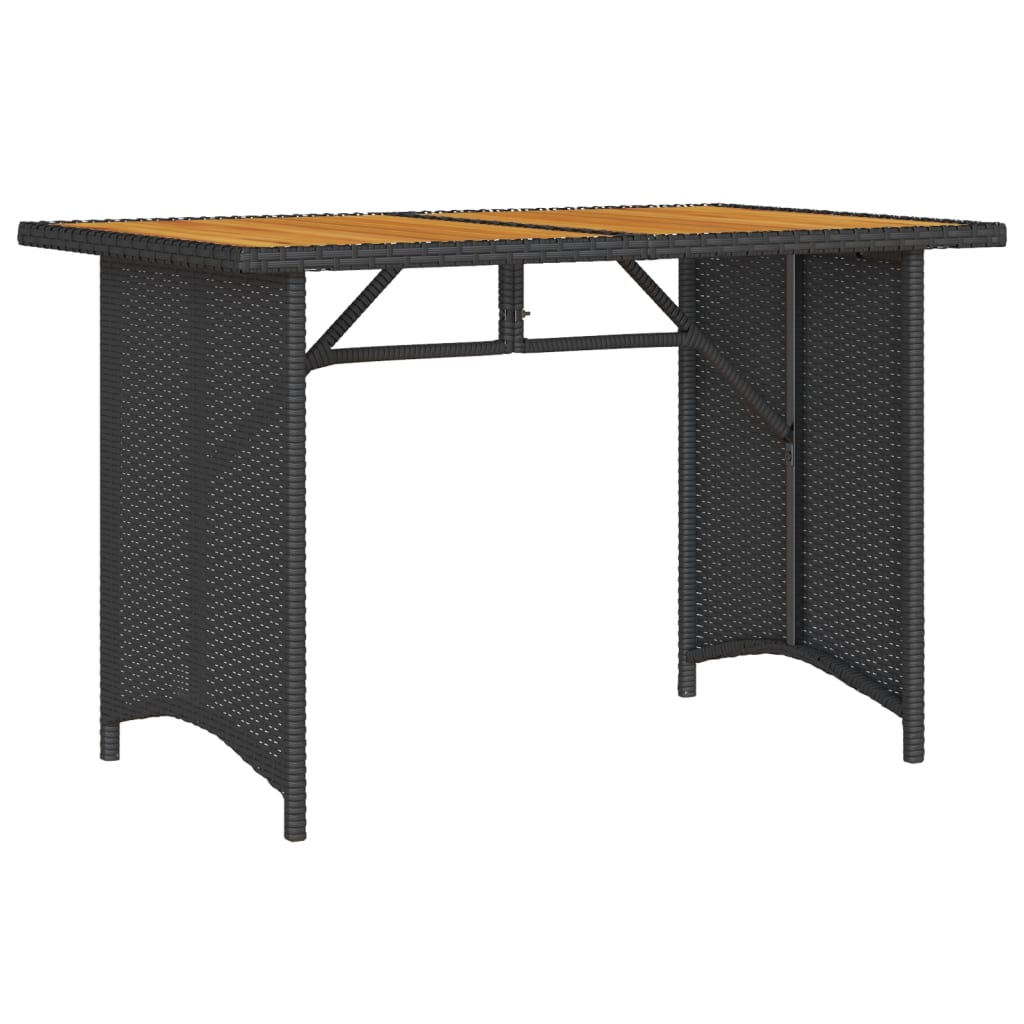 fekete polyrattan falapos kerti asztal 110 x 68 x 70 cm