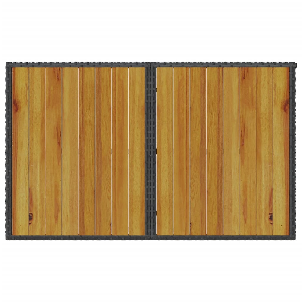 fekete polyrattan falapos kerti asztal 110 x 68 x 70 cm