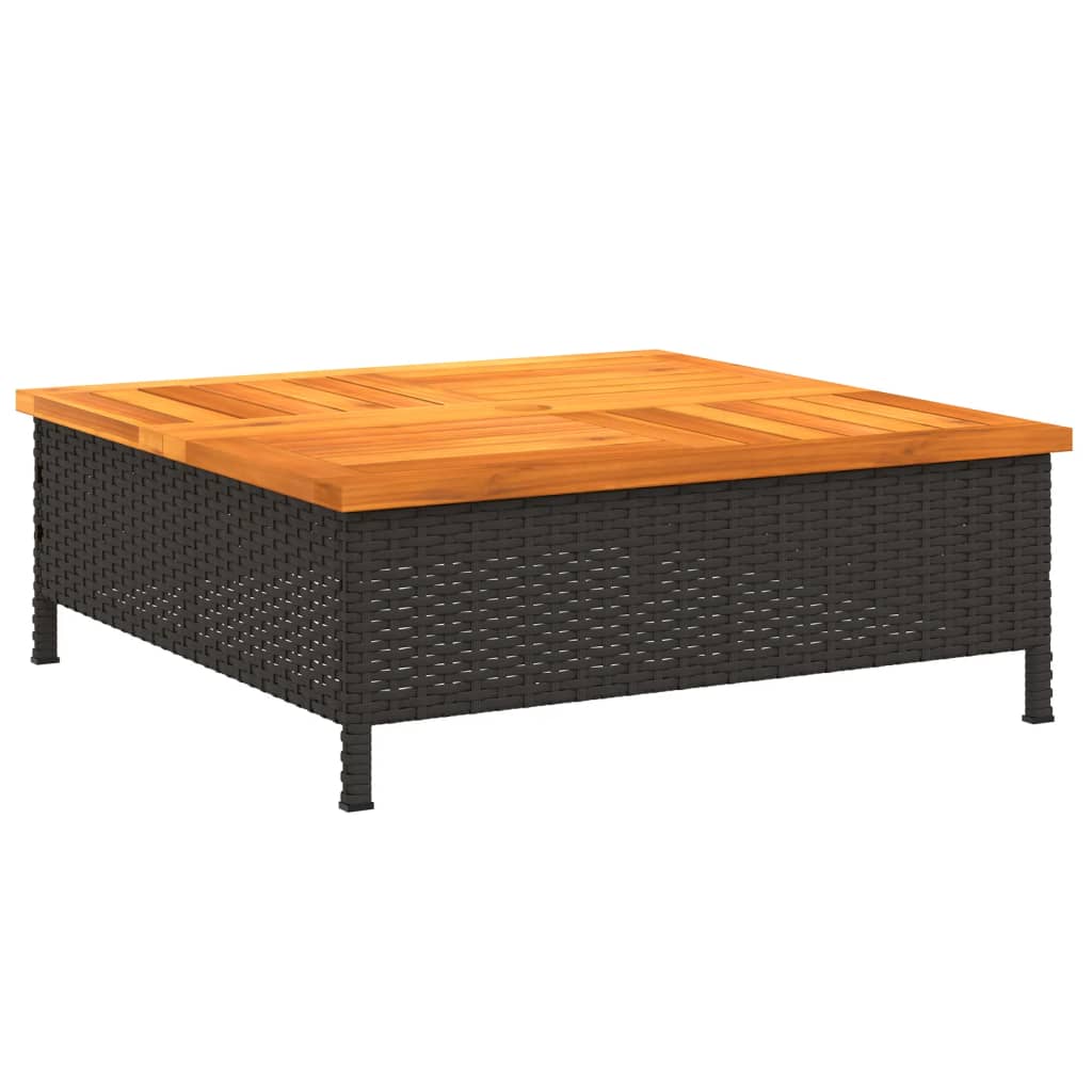 fekete polyrattan és akácfa napernyőtalp-burkolat 70x70x25 cm