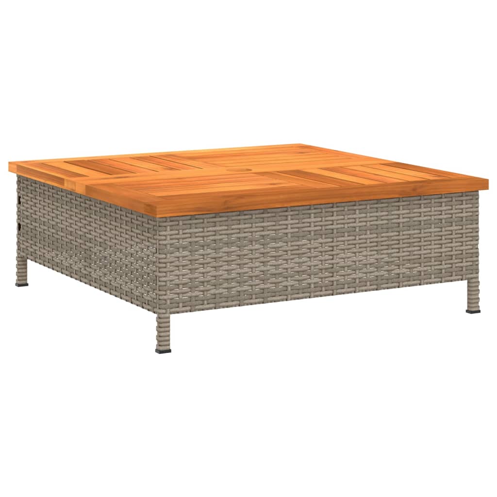 szürke polyrattan és akácfa napernyőtalp-burkolat 70x70x25 cm