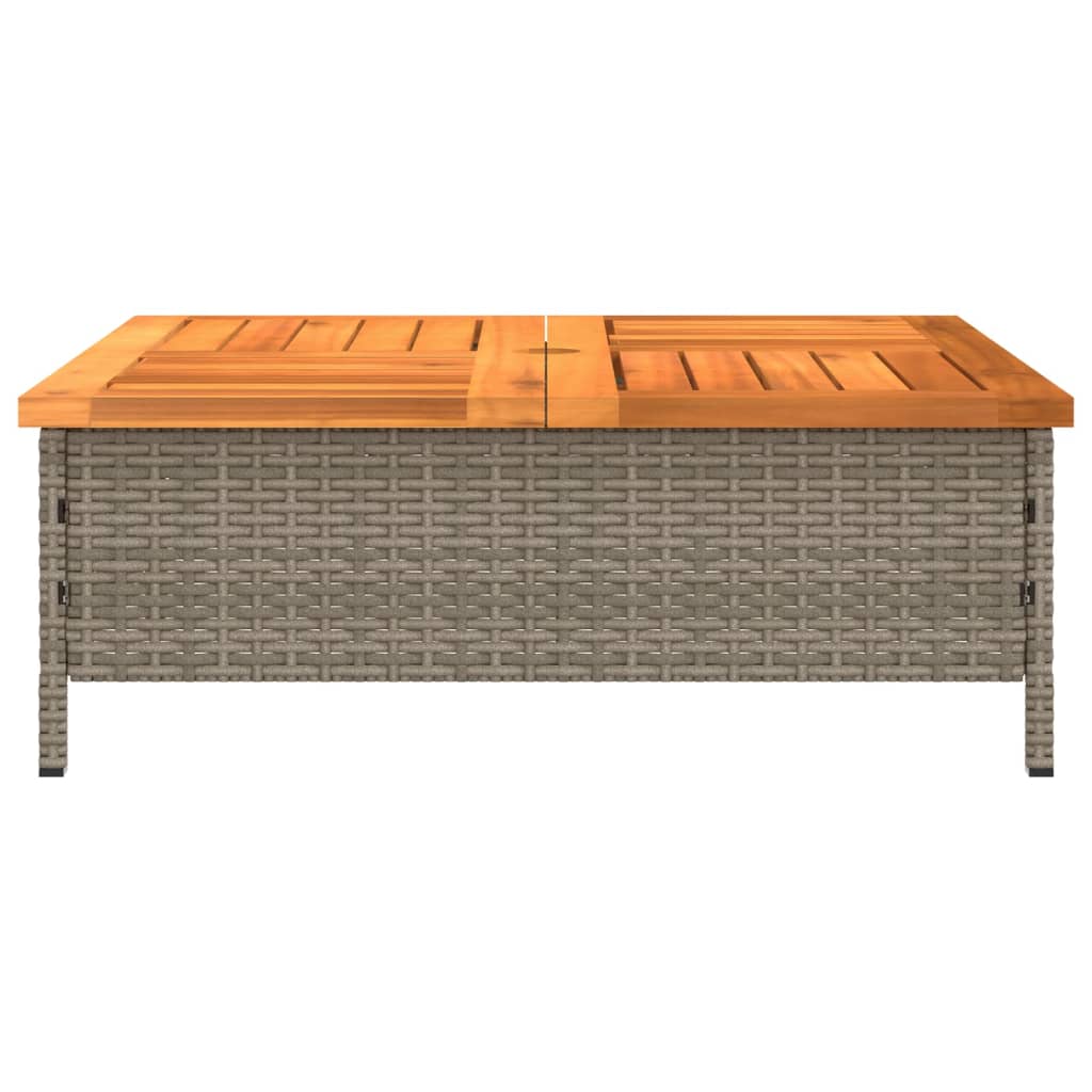 szürke polyrattan és akácfa napernyőtalp-burkolat 70x70x25 cm