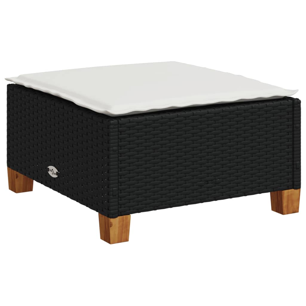 fekete polyrattan kerti szék párnával 63,5 x 56 x 32 cm