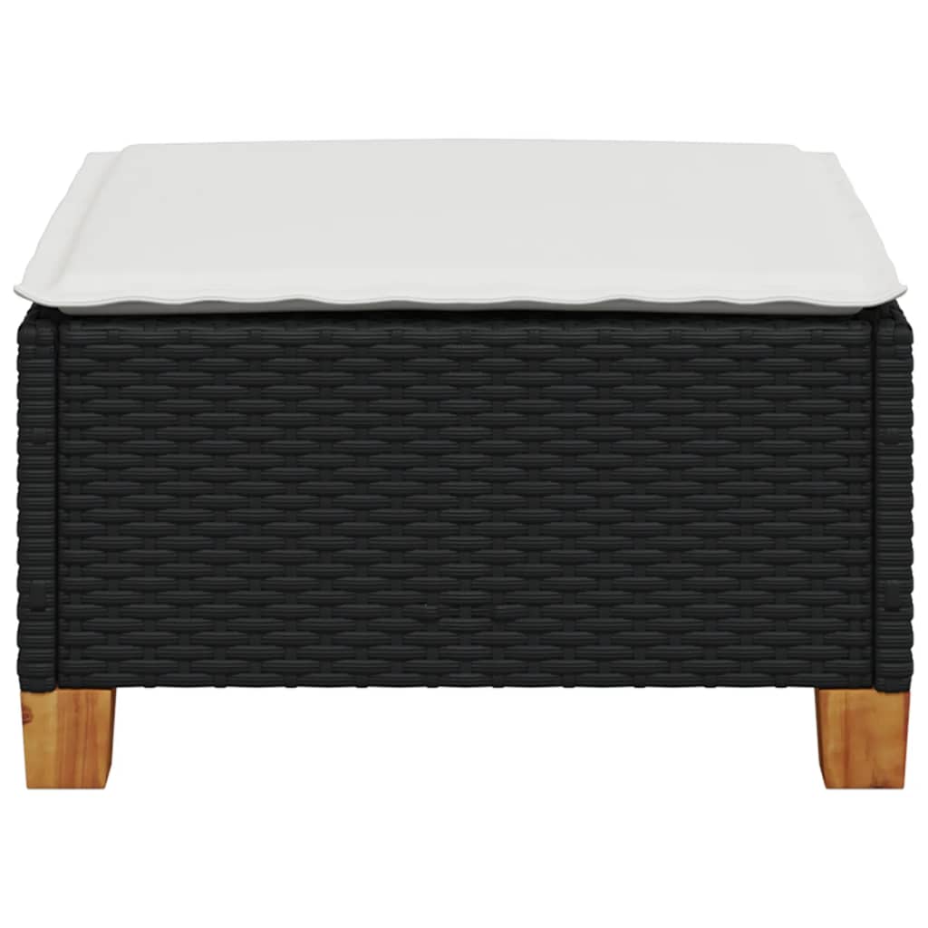 fekete polyrattan kerti szék párnával 63,5 x 56 x 32 cm