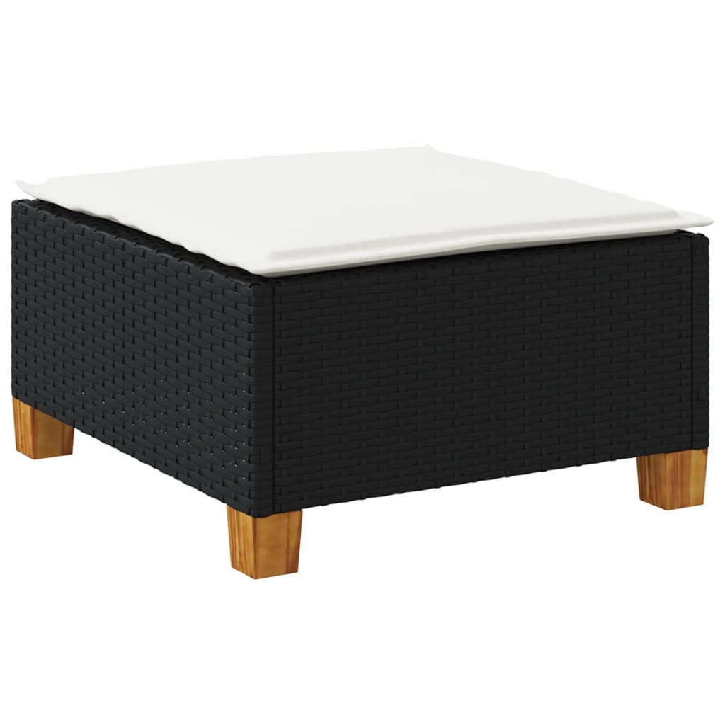 fekete polyrattan kerti szék párnával 63,5 x 56 x 32 cm