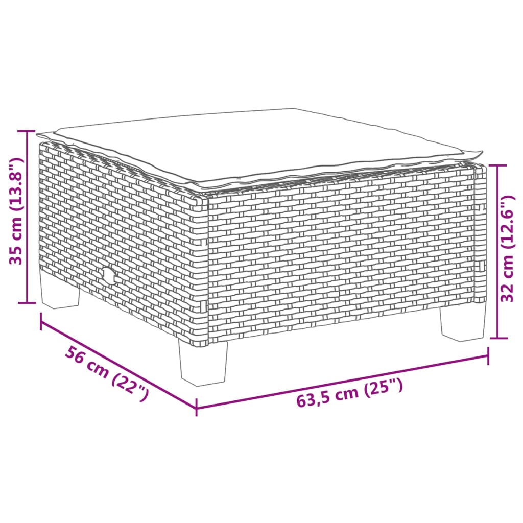 fekete polyrattan kerti szék párnával 63,5 x 56 x 32 cm