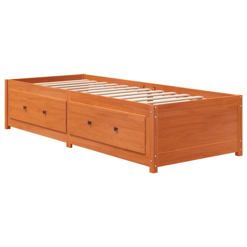 viaszbarna tömör fenyőfa kanapéágy matrac nélkül 80 x 200 cm