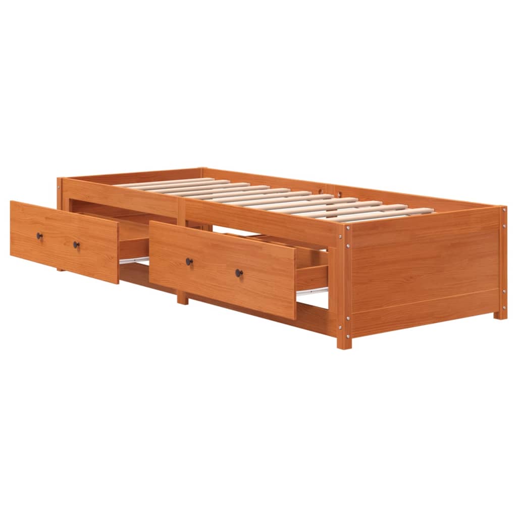viaszbarna tömör fenyőfa kanapéágy matrac nélkül 80 x 200 cm