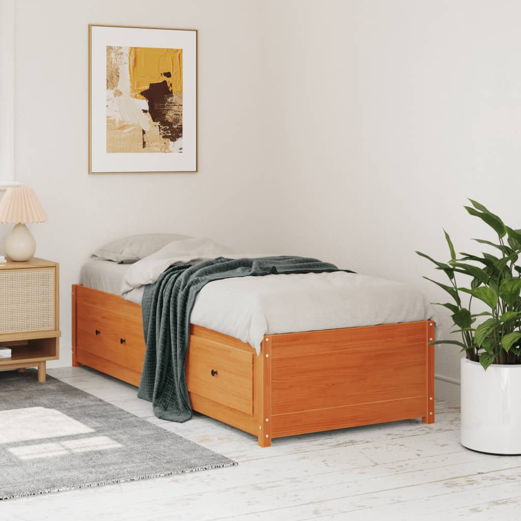viaszbarna tömör fenyőfa kanapéágy matrac nélkül 80 x 200 cm