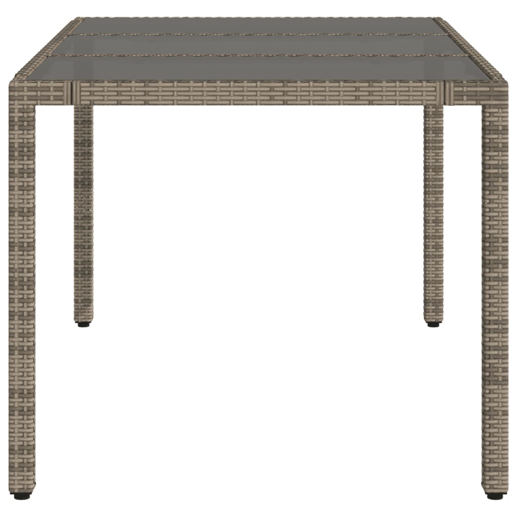 szürke polyrattan üveglapos kerti asztal 150 x 90 x 75 cm