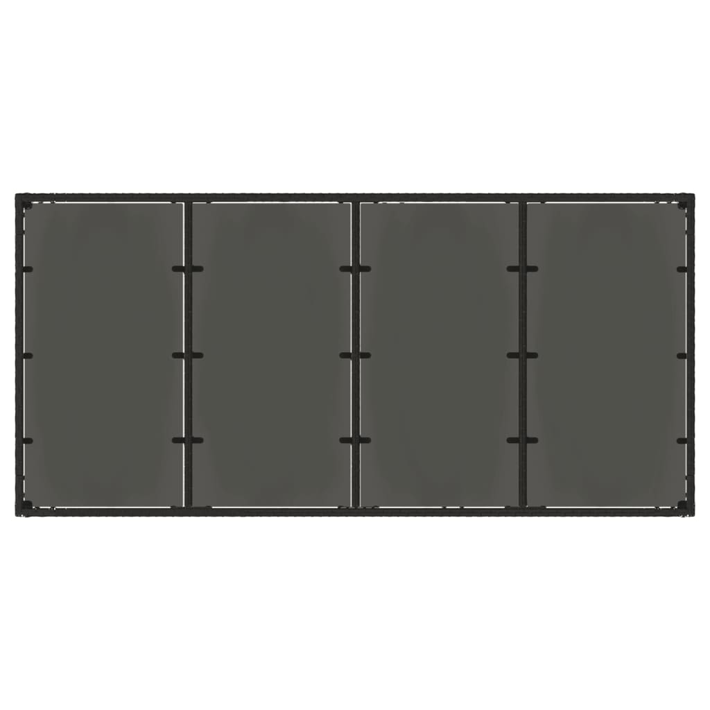 fekete polyrattan üveglapos kerti asztal 190 x 90 x 75 cm